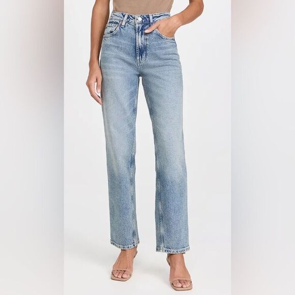 NWT EB Denim High Rise Straight Leg Jeans in Light Wash - Picture 1 of 10